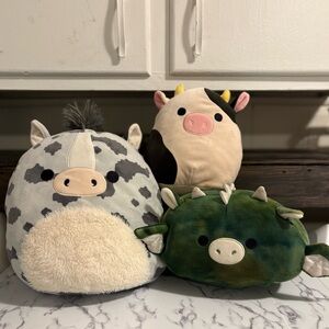 Squishmallows Plush Animal Trio - Gray, Green, Cream